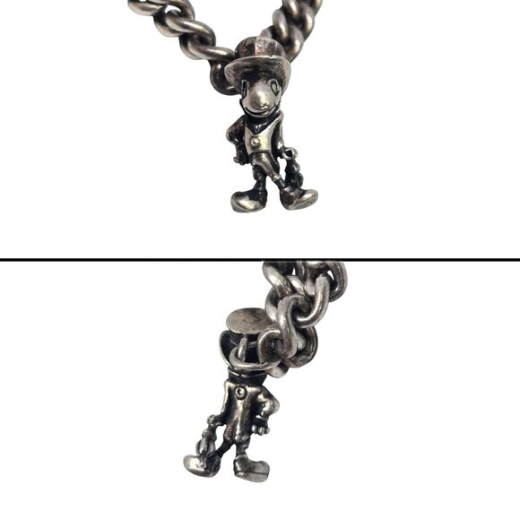 Silver Disney Charm Bracelet Jimney Cricket Skunk Donald Duck Figaro Cat #22550 - Picture 6 of 9